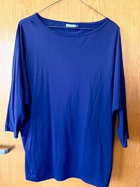 Cabana Life UPF 50 Navy Boatneck 3/4 Sleeve swim coverup, XL.
